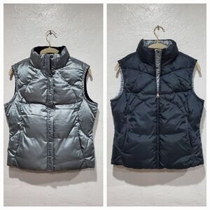 Y2K Nike Reversible Puffer Vest - Silver and Black Size M